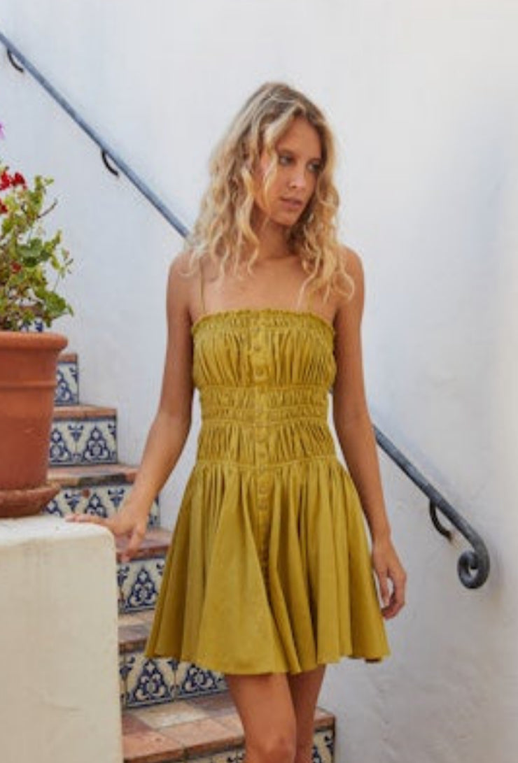 Malvina Mini Dress - Chartreuse