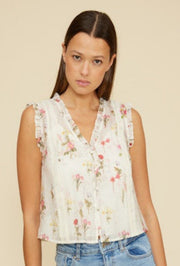 Olina Prairie Top - Ivory Floral