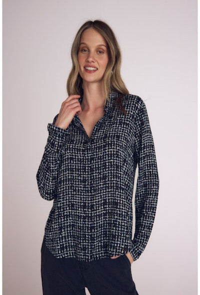 Front Hipster Shirt -Grid Print
