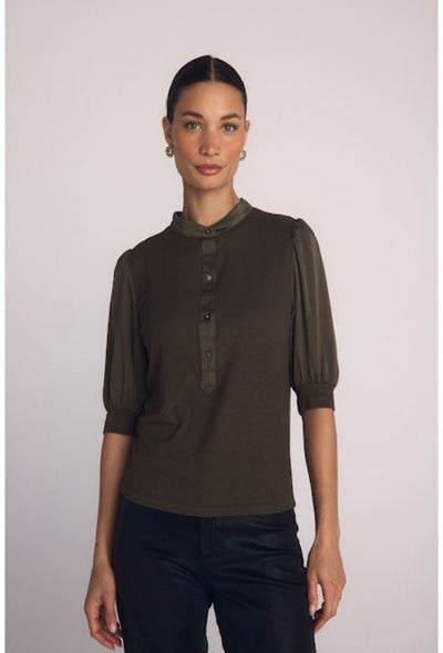 Short Sleeve Placket Shirt - Ivy Green