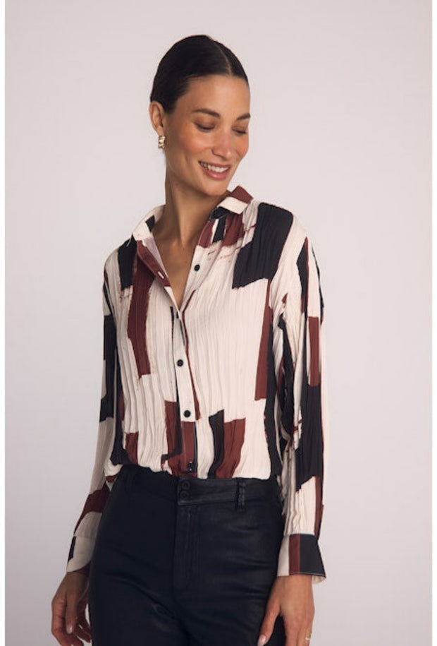 Pleated Button Down - Modern Art