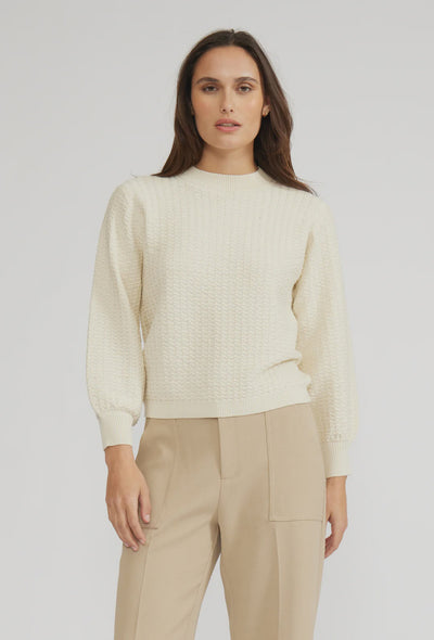 Britney Textured Knit Top - Cream