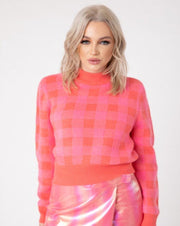 Checkmate Sweater - Coral