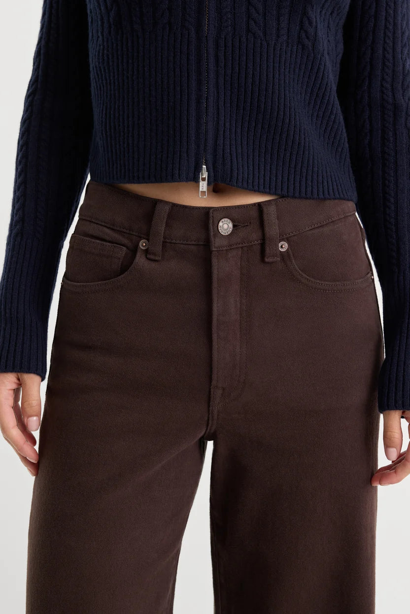 Good Waist Palazzo Ankle Jeans - Espresso