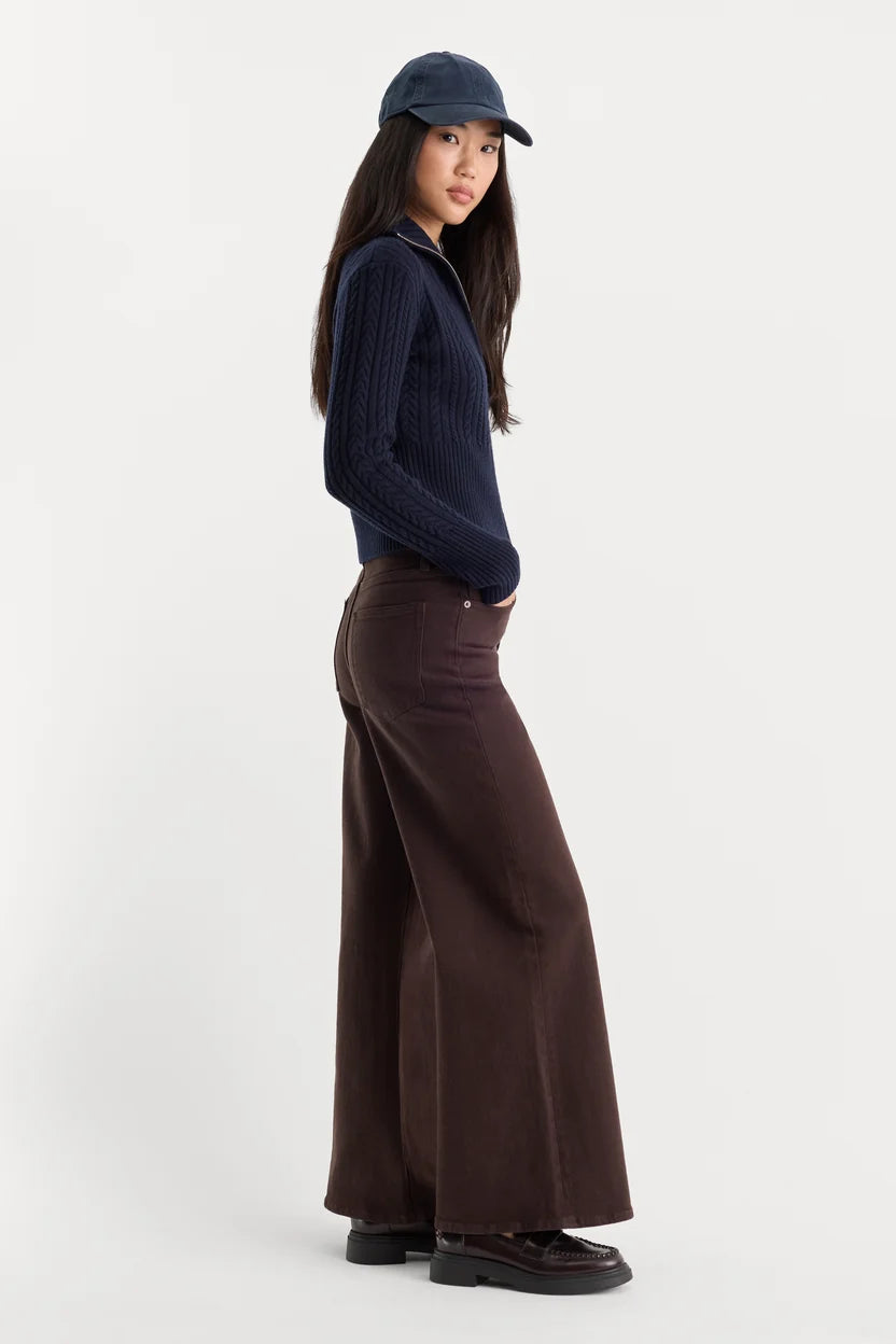 Good Waist Palazzo Ankle Jeans - Espresso