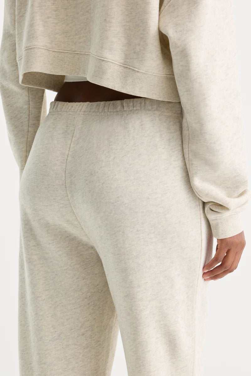 The French Terry Button Front Jogger - Oatmeal Heather