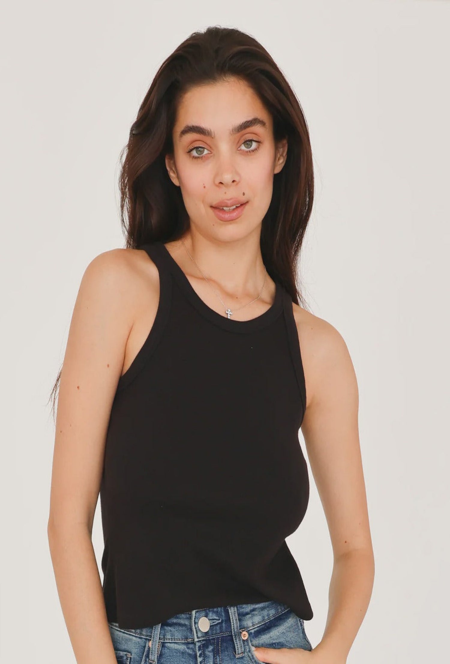Cropped Racer Tamia Tank - Black