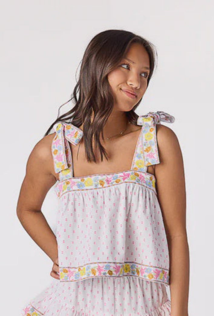 Luca Embroidered Top - Floral Pastel