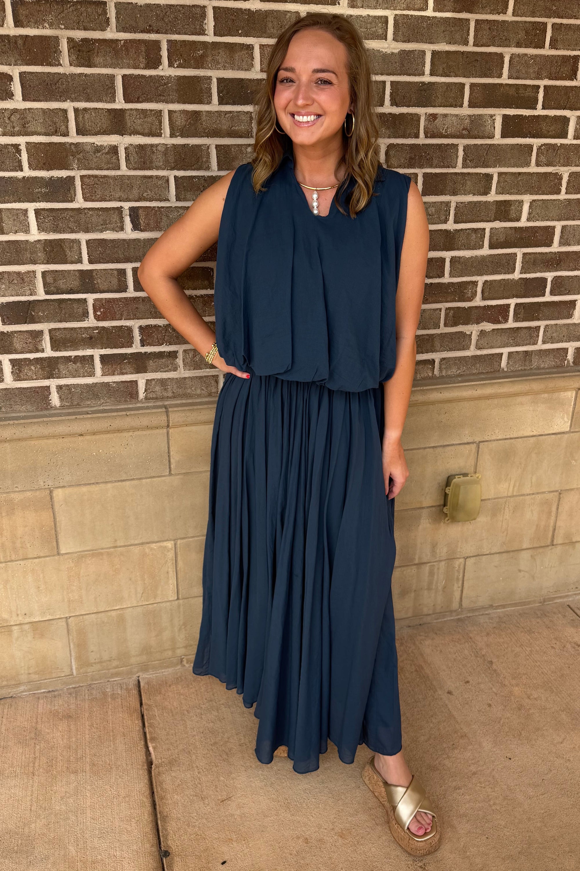Cotton Maxi Skirt - Navy Blue