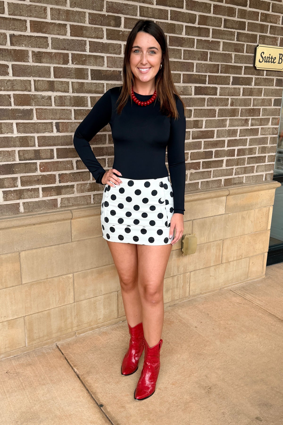 Polka Dot Twill Skort - Ivory