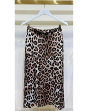 Leopard Print Midi Skirt - Beige