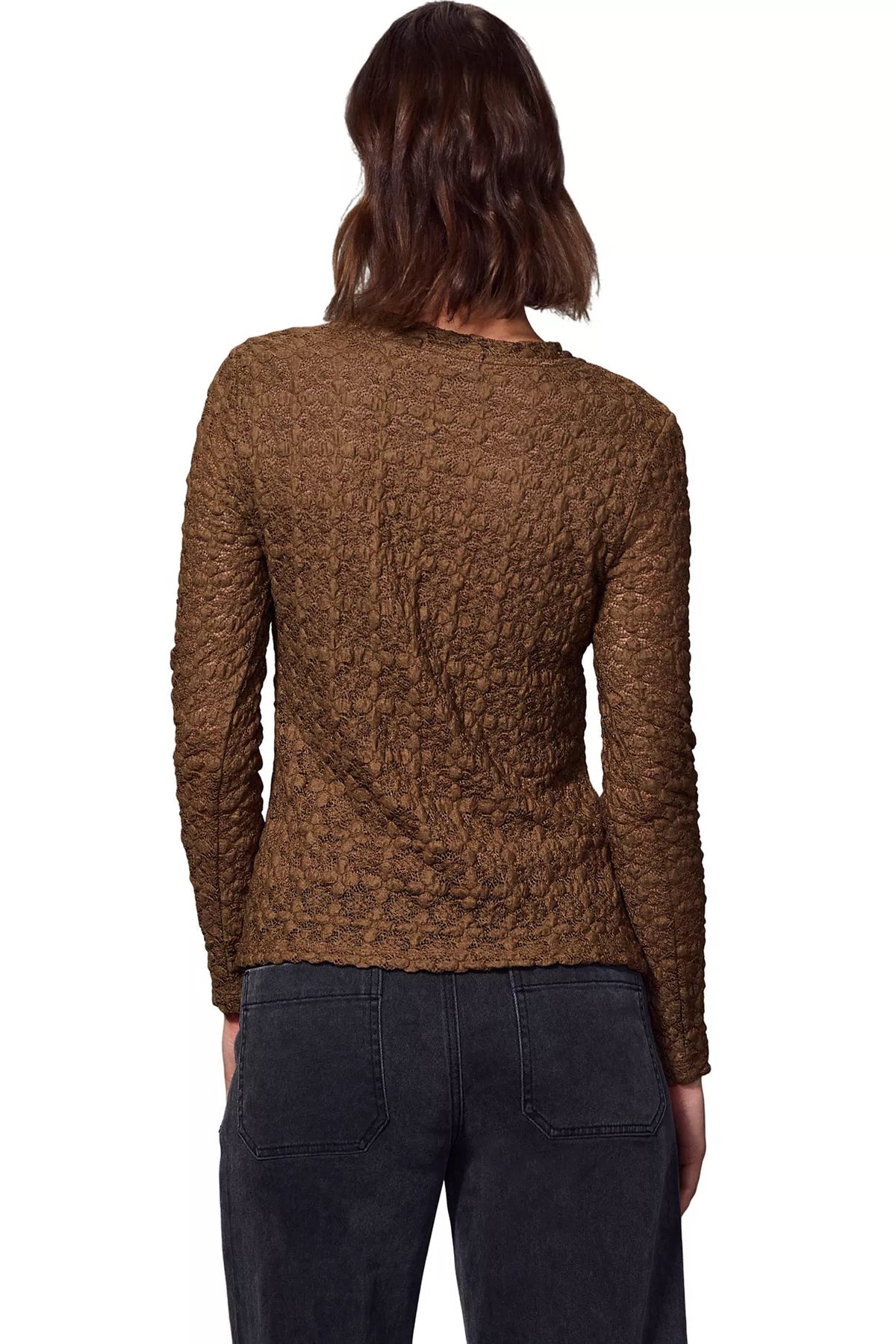 Long Sleeve Perfect Lace Tee - Chestnut
