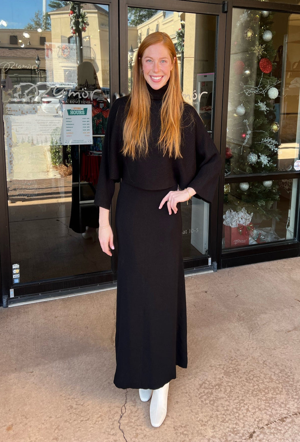 2 Piece Turtleneck Sweater Dress - Black