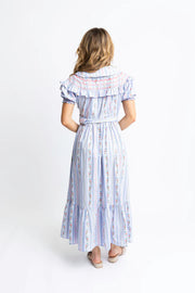 French Floral Belted Maxi Dress - Periwinkle