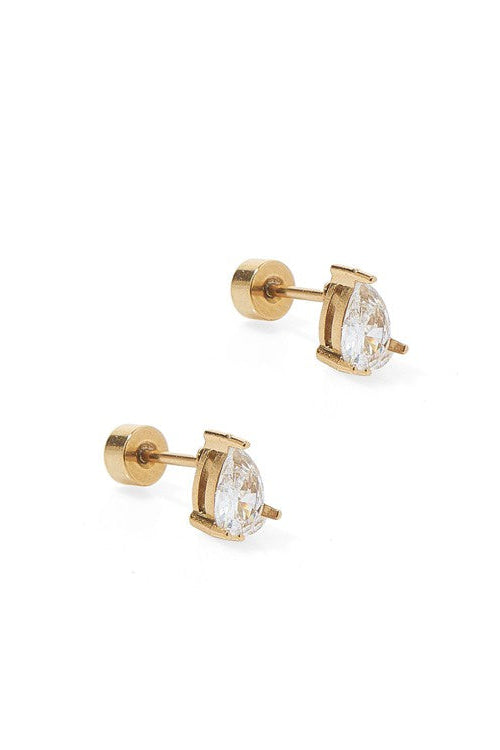 Paige Pear Screwback Stud Earrings