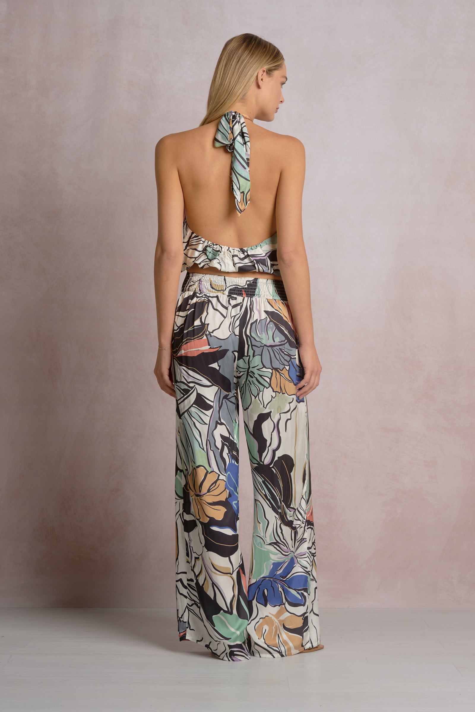 Printed Halter Top - Blue Botanical