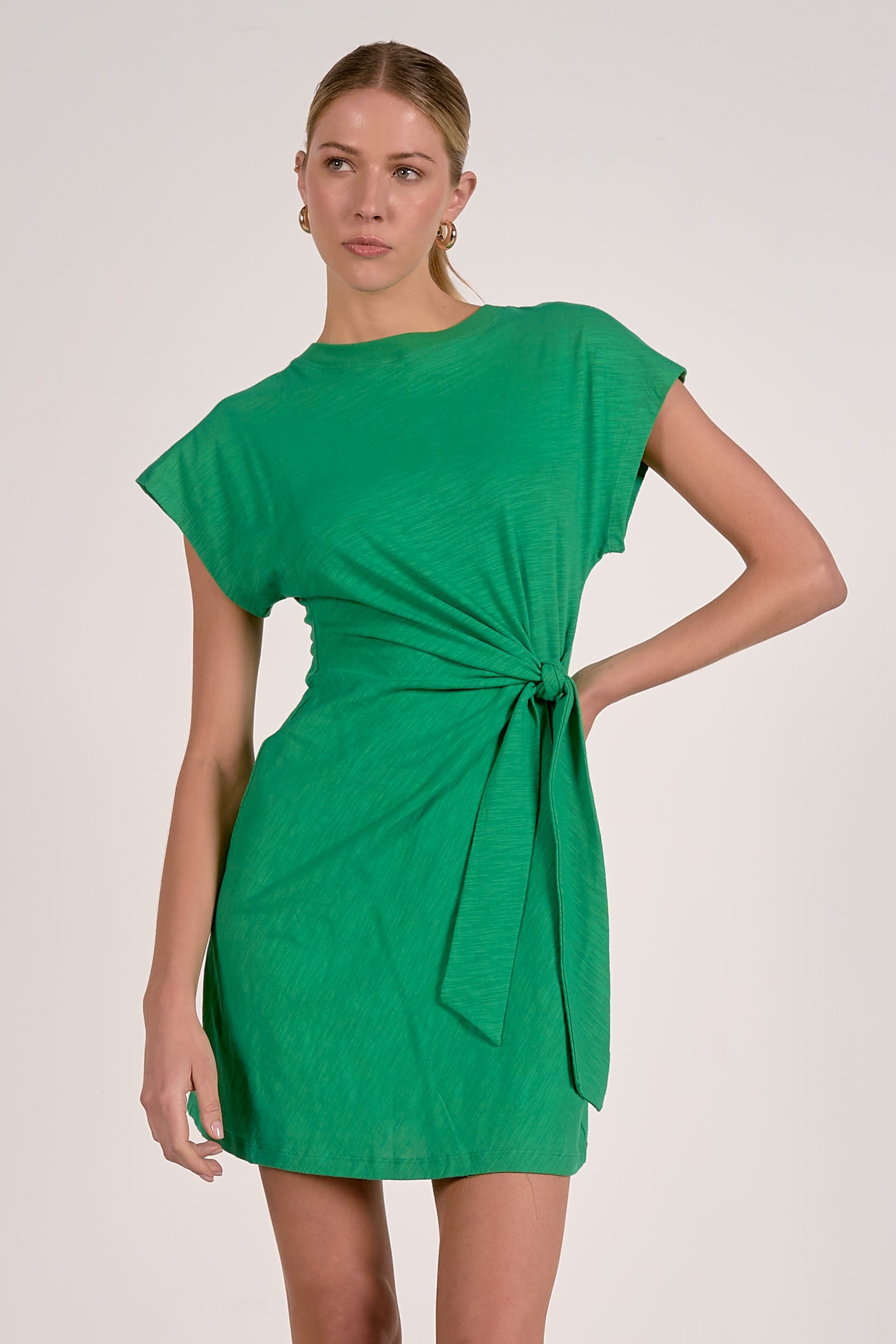 kelly green mini dress Short Sleeve Side Tie Mini Dress