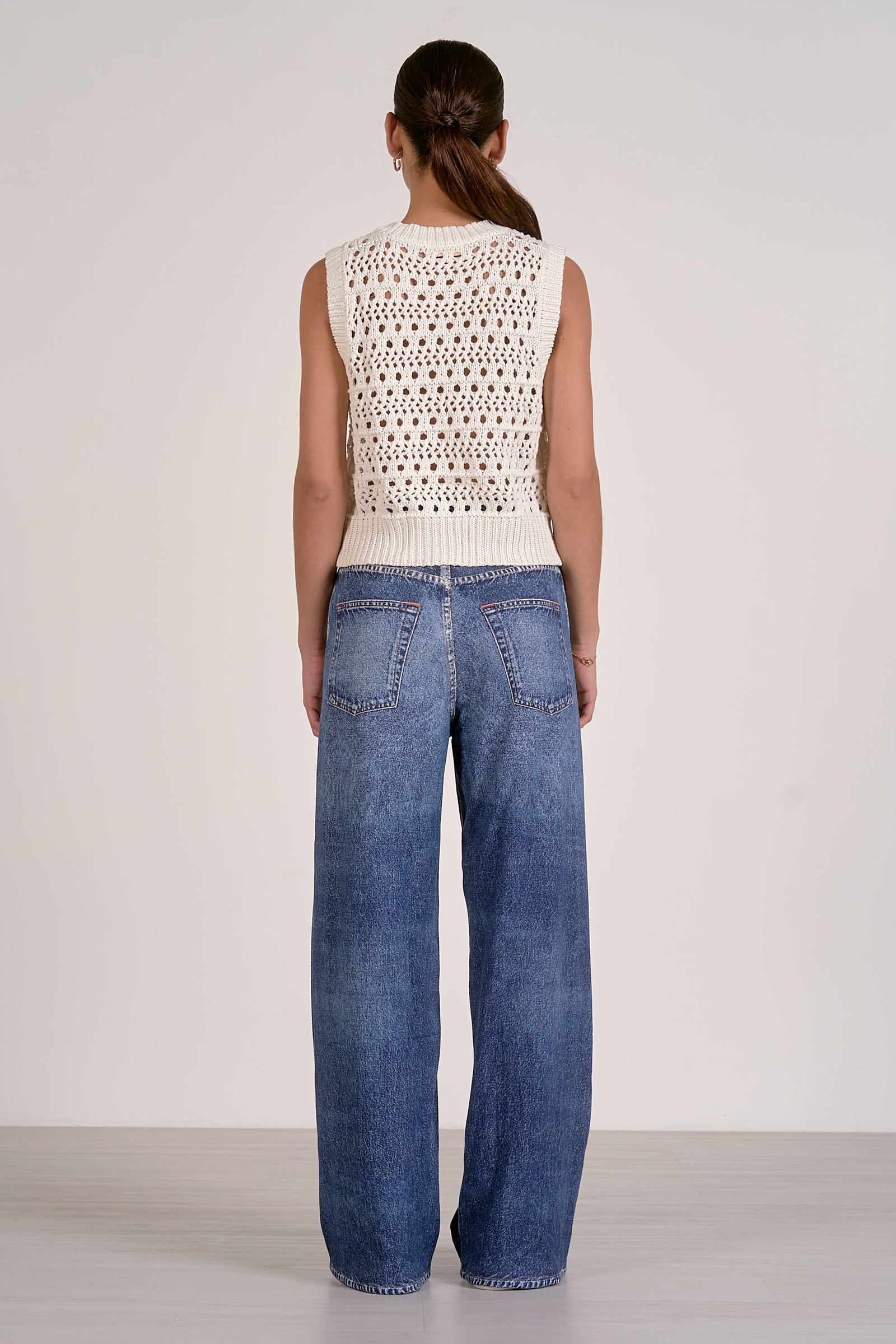 Tie Front Sweater Vest - White