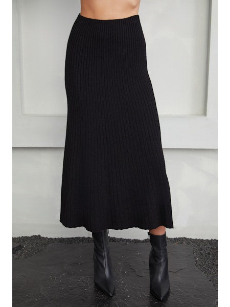 Italian Knit Midi Skirt - Black