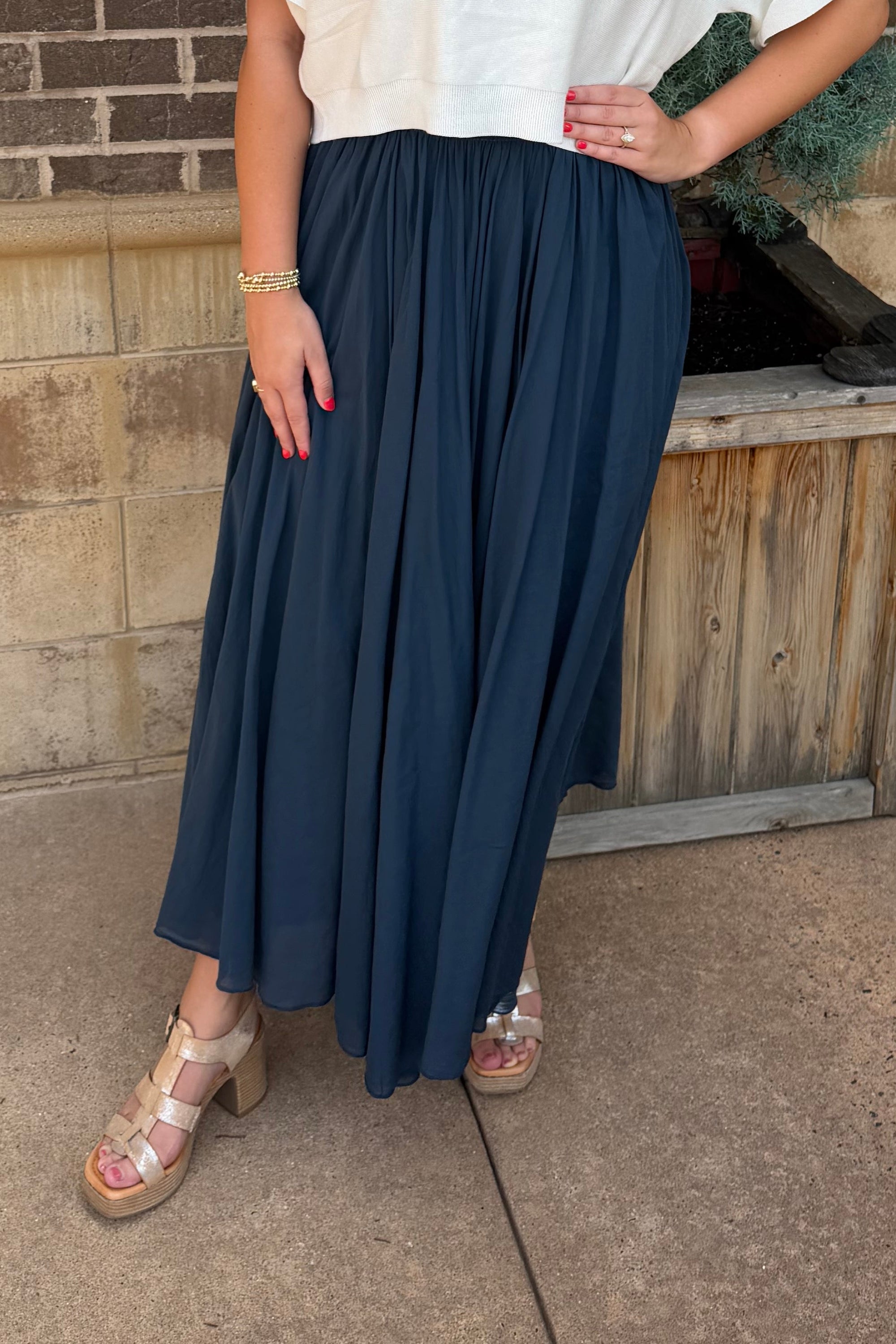 Cotton Maxi Skirt - Navy Blue
