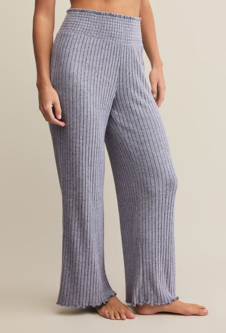 Dawn Smocked Rib Pant - Worn Blue