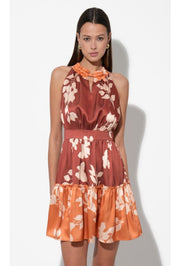 Traci Two Toned Mini Halter Dress - Marigold