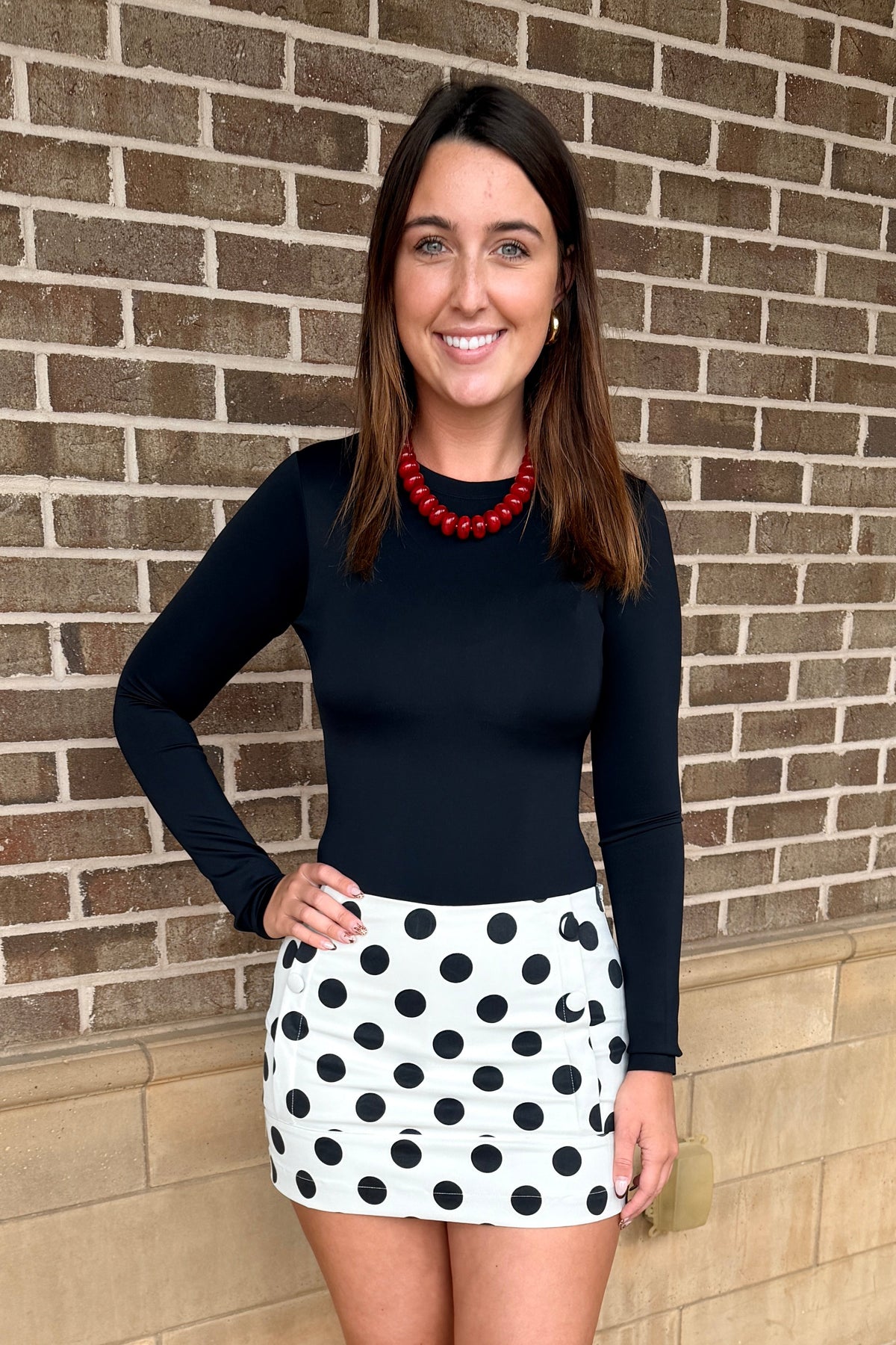 Polka Dot Twill Skort - Ivory