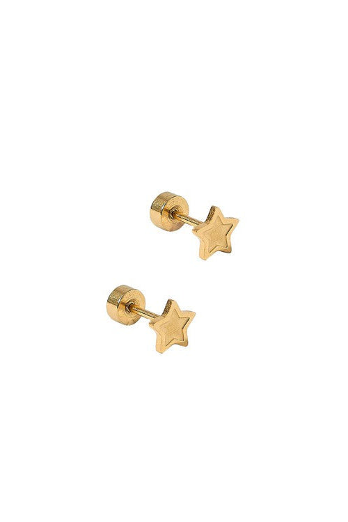 Lennon Star Gold Screwback Stud Earrings