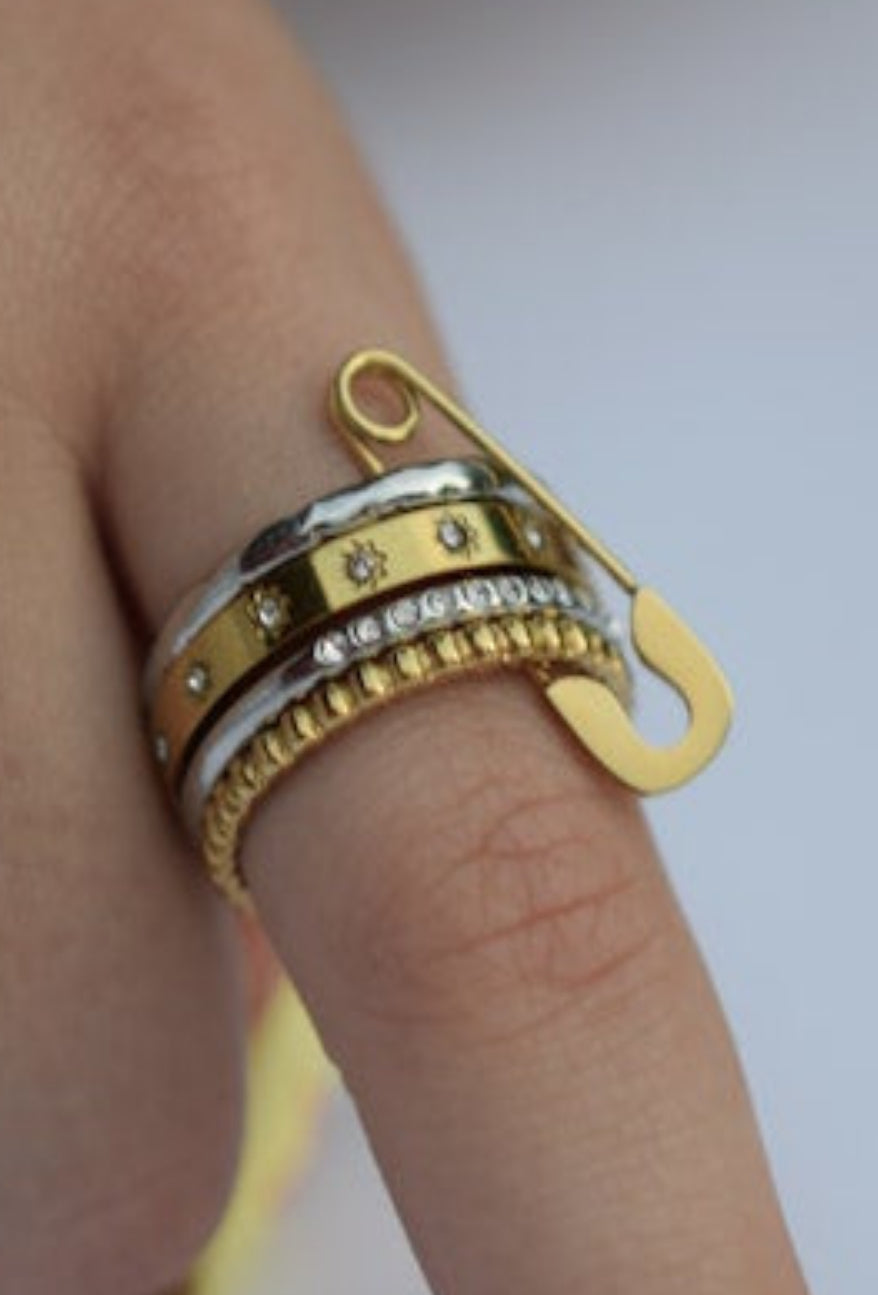 Pin Stack Ring - Mixed Metal
