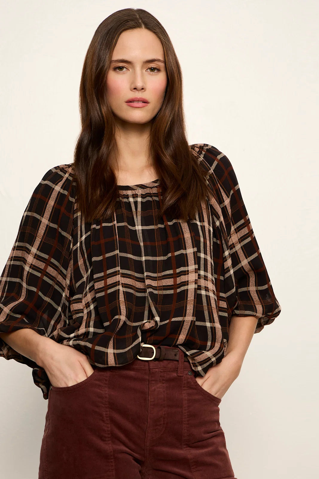 Cloud Nine Top - Cinder Plaid