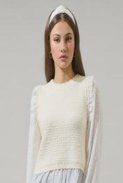 Willette Ruffle Sweater Vest Top - Cream