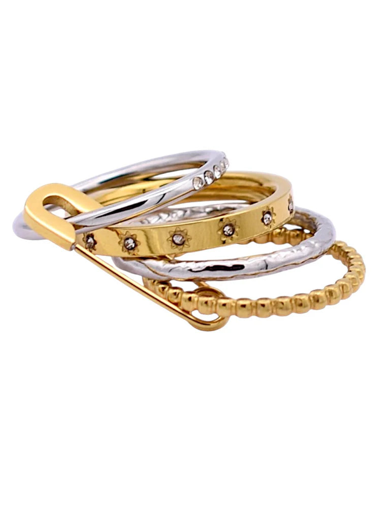 Pin Stack Ring - Mixed Metal