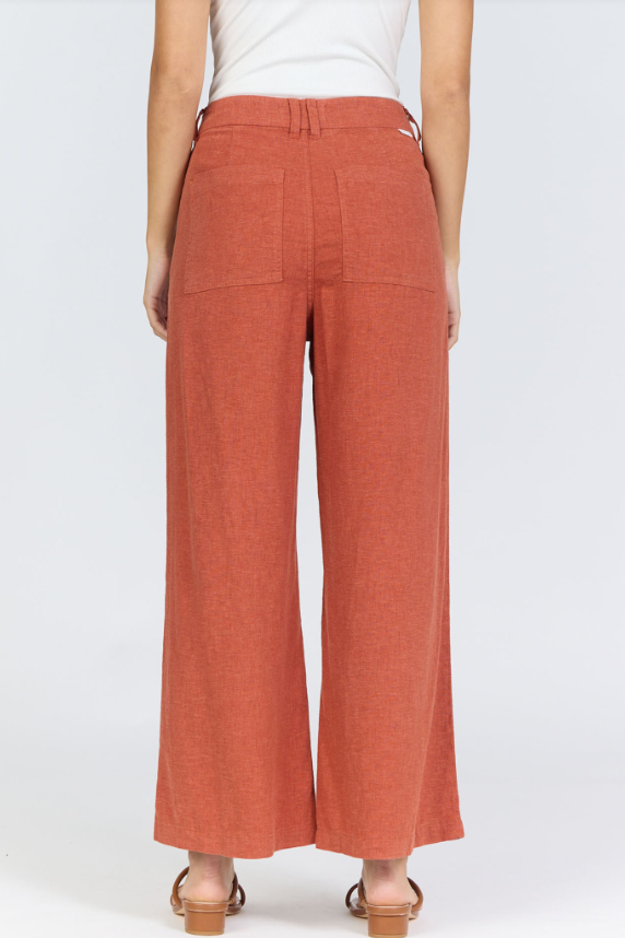 Audrey Wide Leg Crop Linen Pant - Burnt Brick – Rumor Boutique