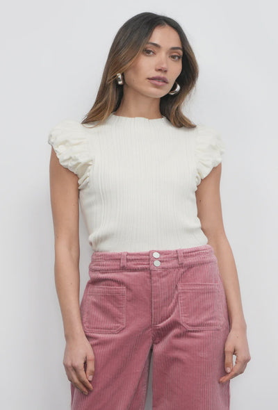 Austen Puff Sleeve Knit Top - Ivory
