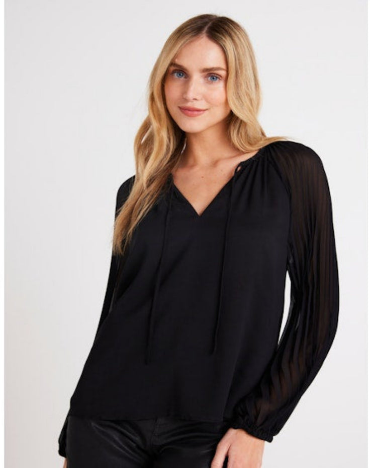 Raglan Long Sleeve Blouse  - Black