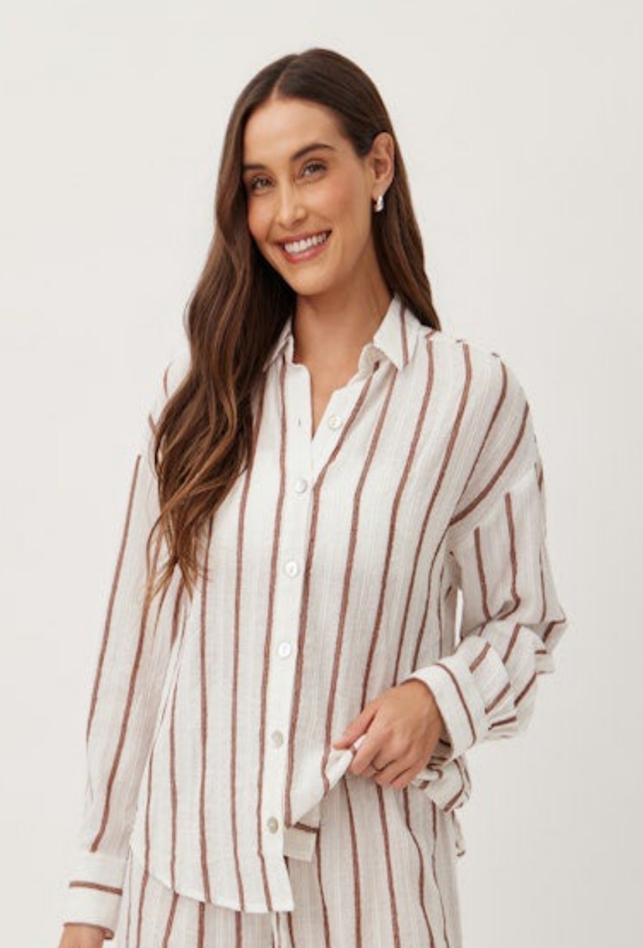 Oversized Long Sleeve Shirt - Sienna Stripe