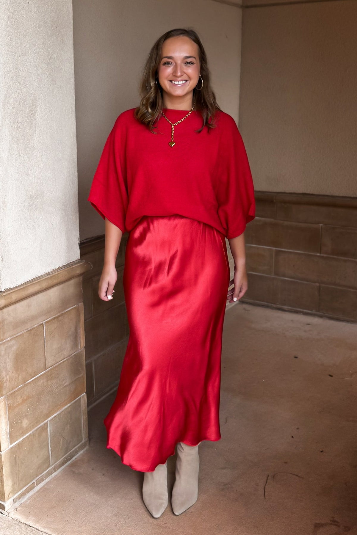 Silky Slip Skirt - Red