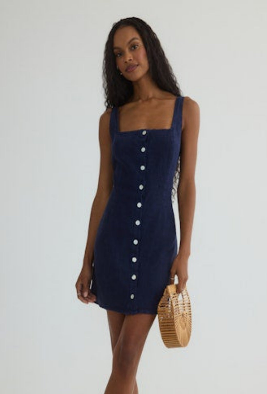 Square Neck Mini Dress - Italian Navy