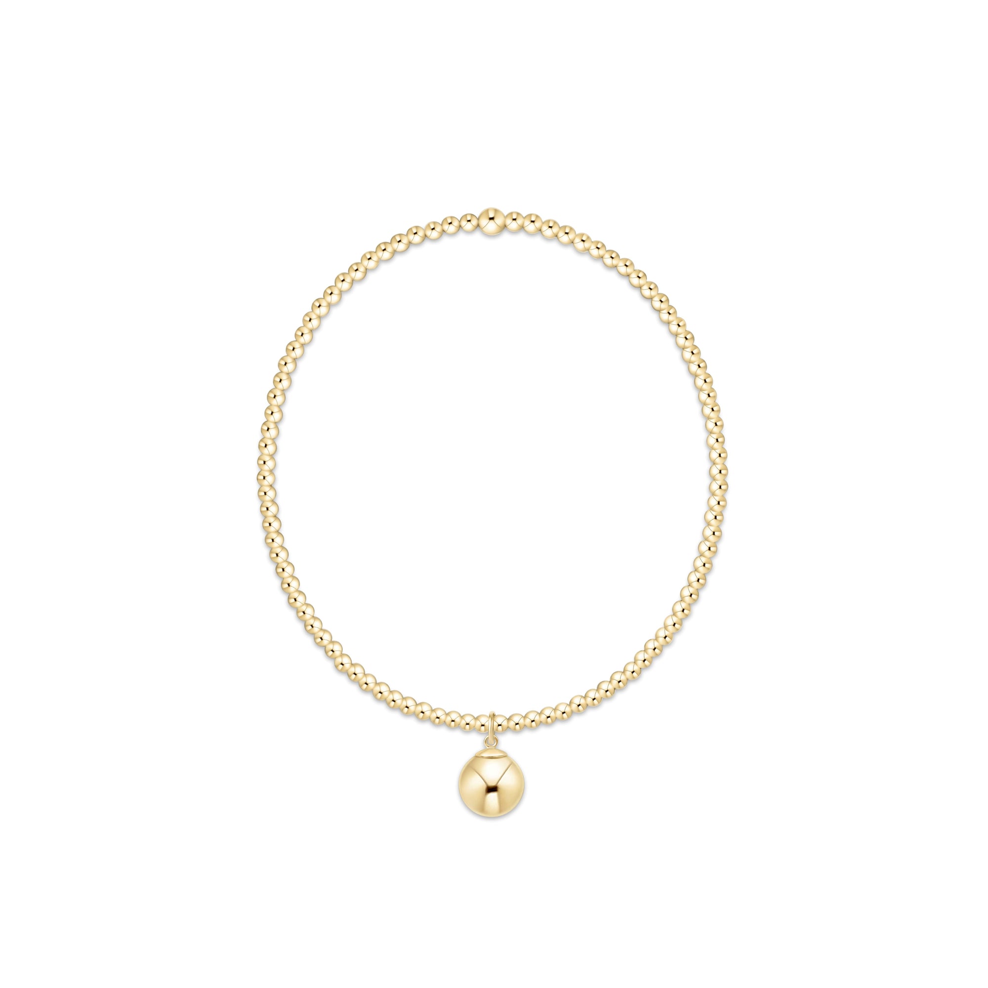 Classic Gold 2mm Bracelet - Classic Gold 8mm Charm