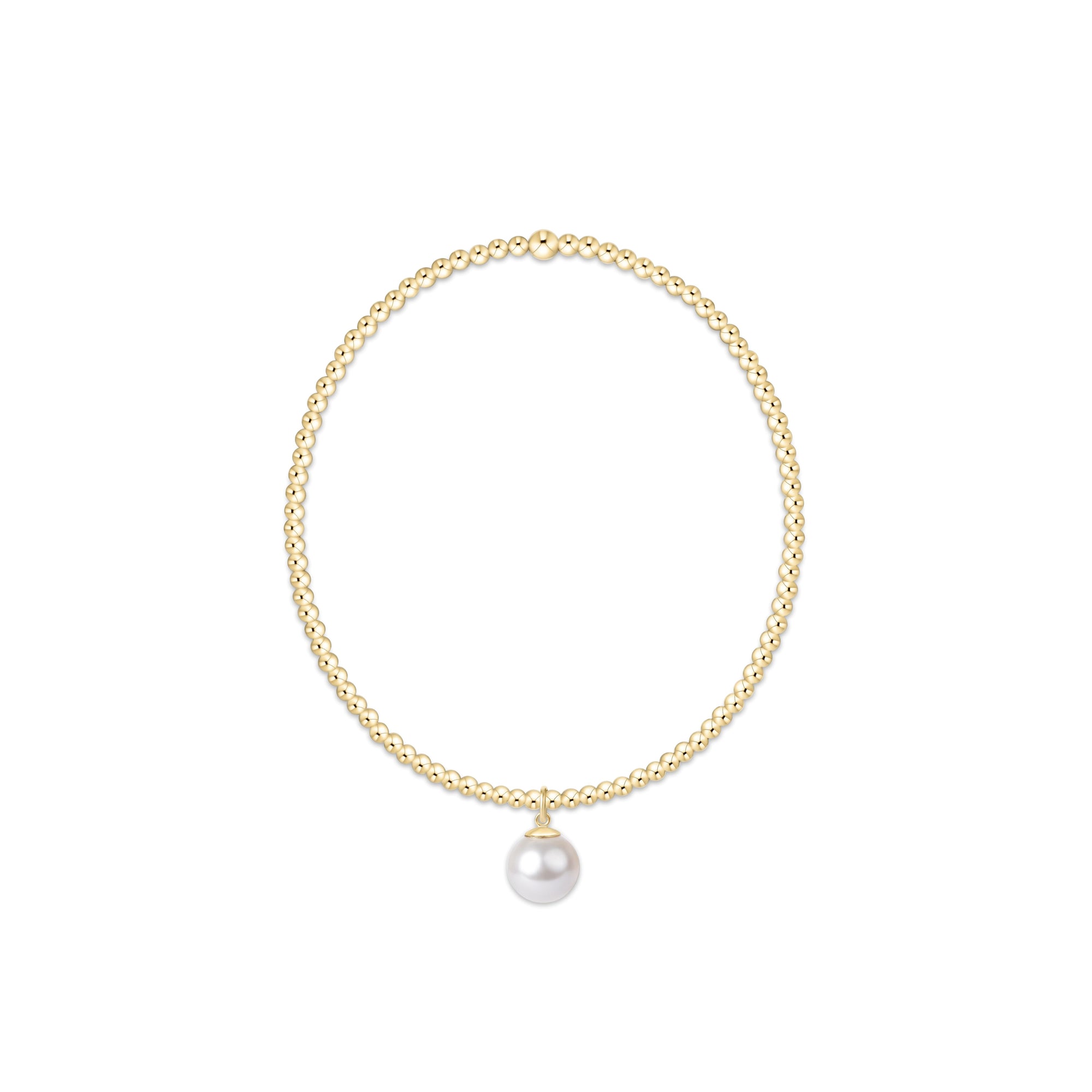 Classic Gold 2mm Bracelet - Classic Pearl 8mm Charm