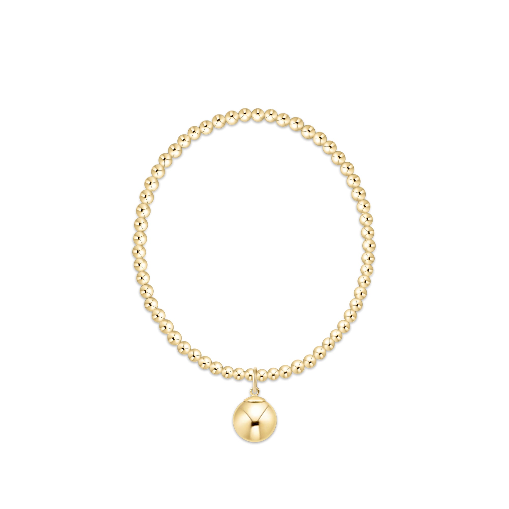 Classic Gold 3mm Bracelet - Classic Gold 10mm Charm