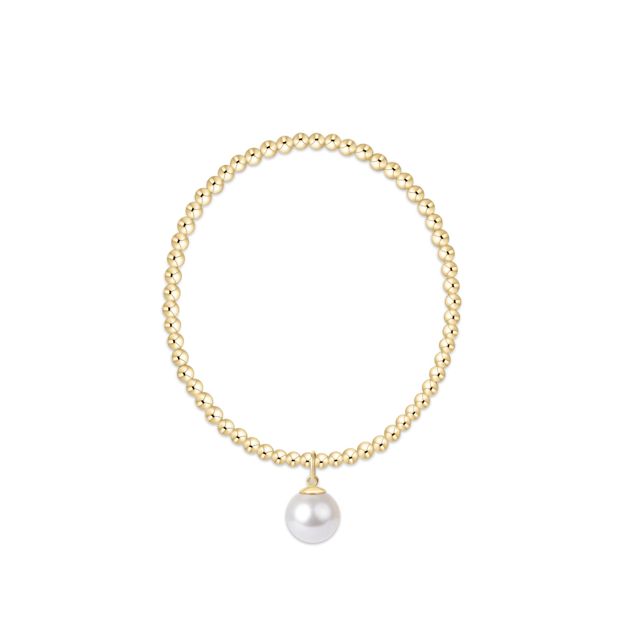 Classic Gold 3mm Bracelet - Classic Pearl 10mm Charm