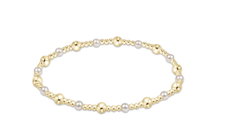 Classic Gold Sincerity Pattern 4mm Bead Bracelet - Pearl