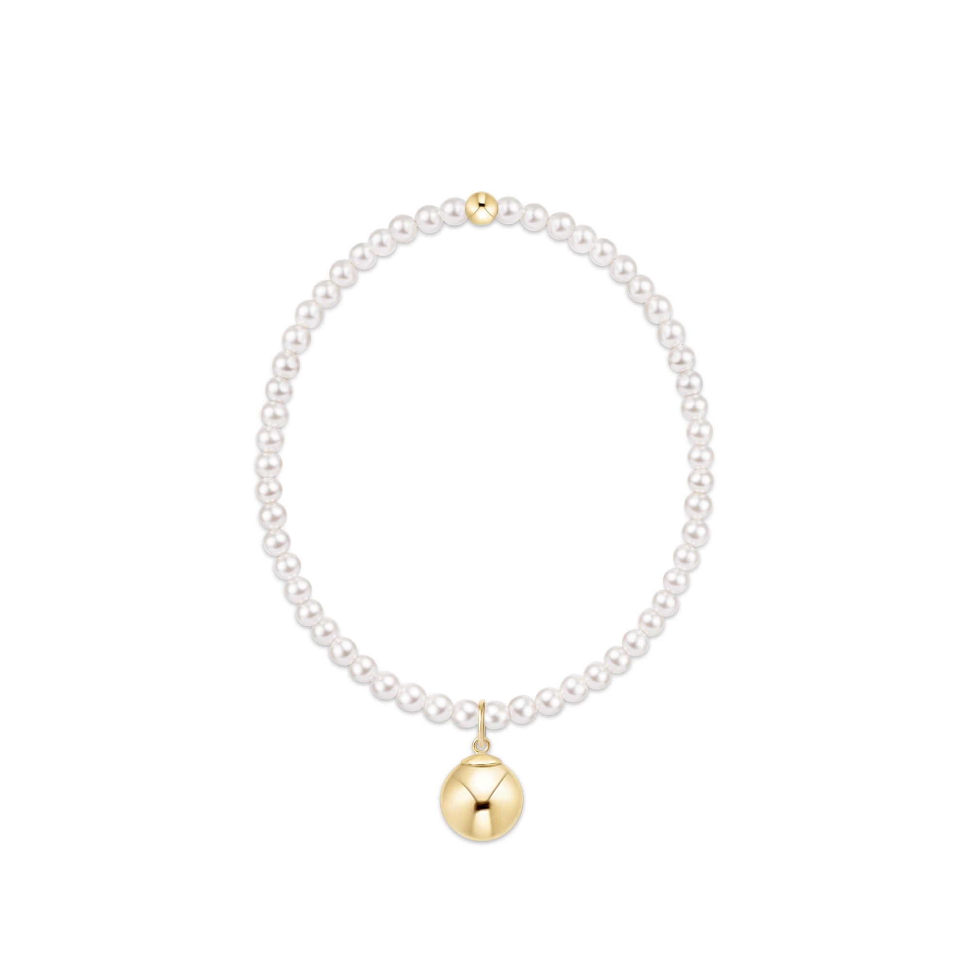 Classic Pearl 3mm Bracelet - Classic Gold 10mm Charm