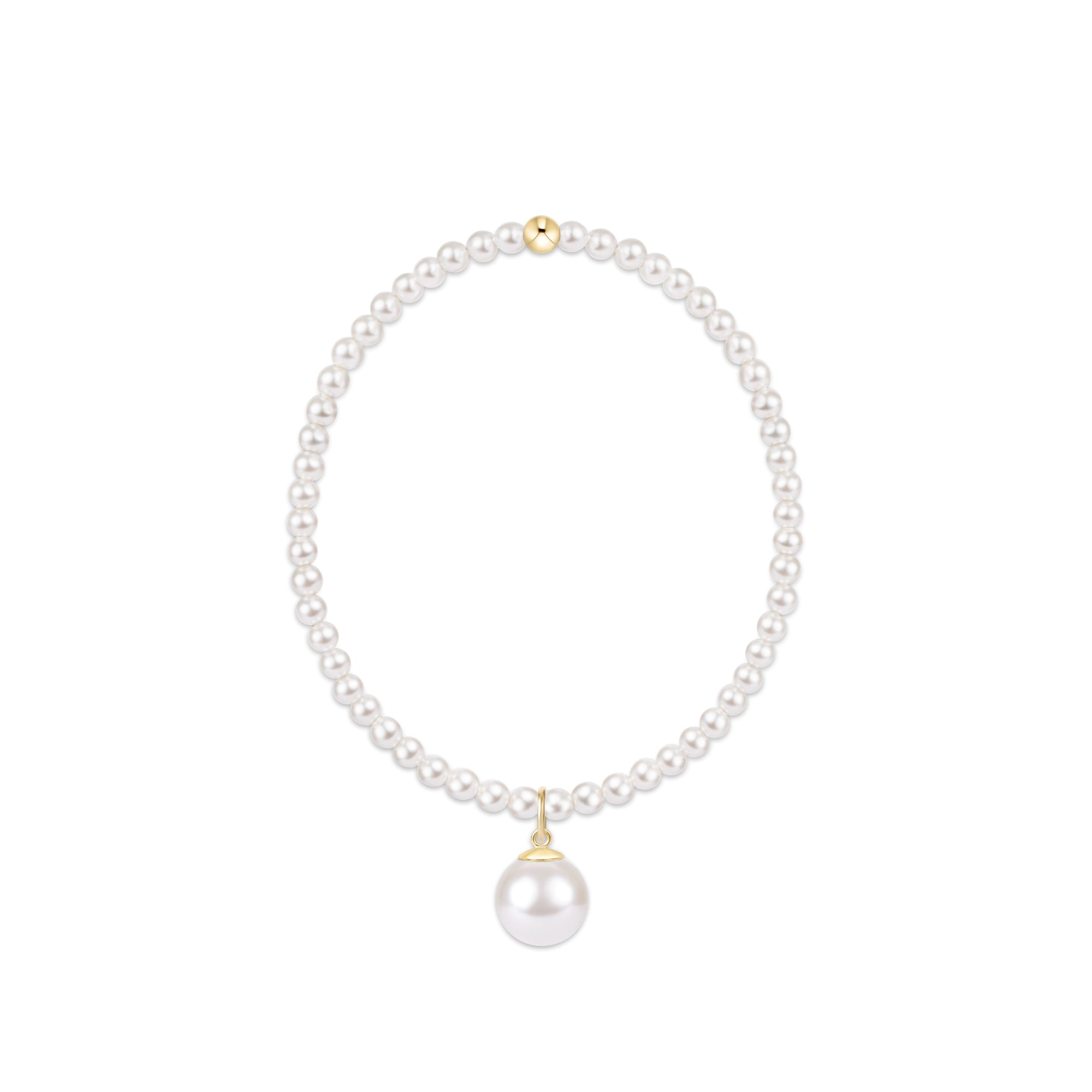 Classic Pearl 3mm Bracelet - Classic Pearl 10mm Charm