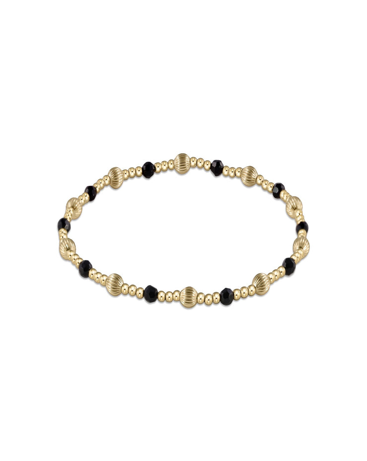 Dignity Sincerity Pattern 4mm Bead Bracelet - Faceted Onyx