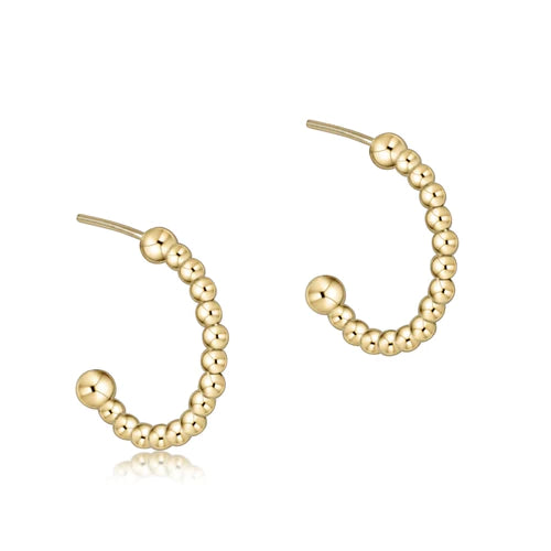 Beaded Classic 1" Post Hoop - 2mm Gold