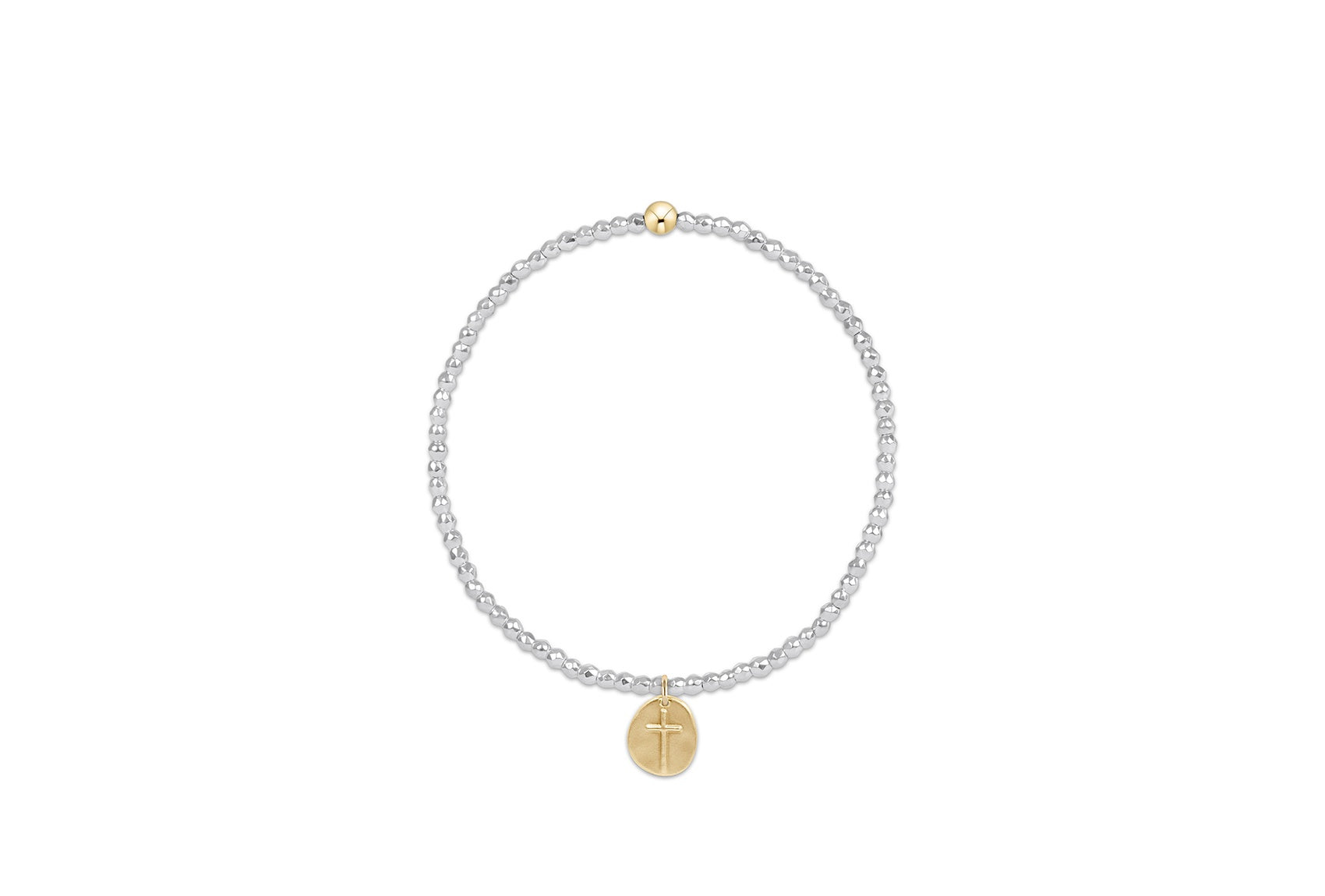 enewton Extends - Bright Silver Faceted Hematite 2mm Bead Bracelet - Inspire Small Gold Charm