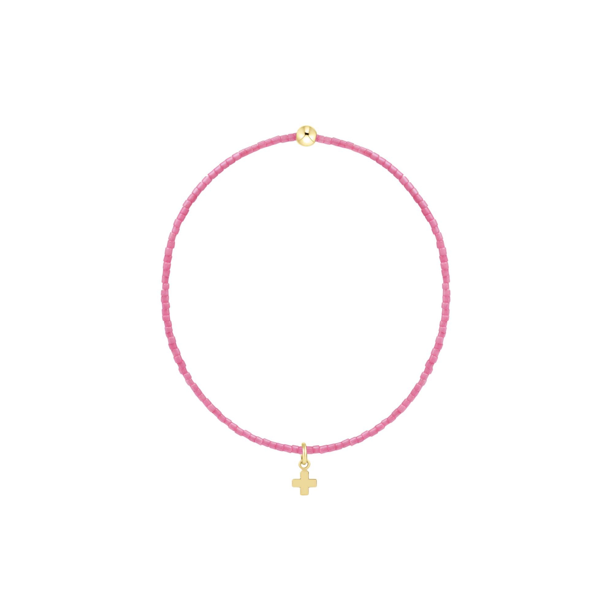Hope Classic Bubblegum Bracelet - Signature Cross Small Gold Charm