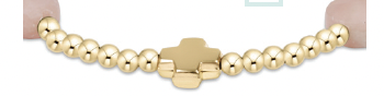 Signature Cross Admire Gold Pattern 3mm Bead Bracelet - Pink Opal